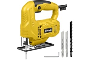 Inequalit Scie Sauteuse 400W Avec Variateur De Vitesse (0-3000 CPM) + Angle De Coupe Réglable (±45°) + Fonction Verrouillage + 3 Lames Incluses (Bois/Métal/Pvc)​,Jaune