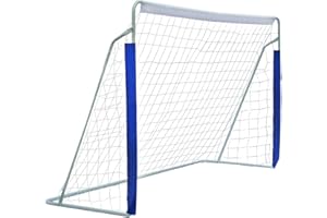 FUNJEPE Tragbares Fußballtor aus Stahl, 2,4 m, Outdoor, Gartentraining, mit verrottungsfestem Fußballnetz und Tragetasche