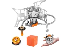 GOCROWEEN 3900W Portable Windproof Camping Gas Stove Mini Burner with Piezo Ignition,Foldable Camping Gas stove with Carrying Case&Gas Adapter Converter for Camping,Picnic,Backpacking,Fishing&Climbing