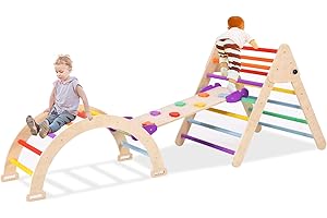 BommJokker 3 in 1 klettergerüst kletterdreieck mit rutsche, kletterbogen, pikler dreieck, kletterbogen mit rutsche