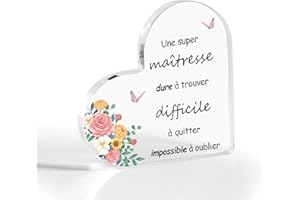 CDIXLMUZ Cadeau Maitresse d'école Merci Maitresse Acrylique Maîtresse Cadeau Fin d'année Maitresse Cadeau Atsem Professeur Aesh Prof Cadeau Fin d'année Scolaire Cadeaux Maîtresse Maternelle Cadeau Institutrice