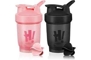 AOOWU Proteinshake, 2 st 350ml Proteinshake, Proteinshake, med Mätbehållare, utan BPA, Lufttät Proteinshakebehållare, Luktfri, med 2 Blandningskulor för Proteinblandningar, Shake
