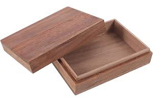HORIALENCE Liten träask med lock, förvaringsask i valnötsträ för smycken, DIY-pyssel, kort och heminredning - rustikt träfodral för accessoarer 10x7,5x3,5 cm