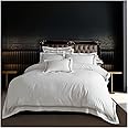GC GAVENO CAVAILIA Plain Striped Devore Bedding Sets - Breathable & Reversible Comforter Cover With Pillowcases - Hotel Quality Embroidered Border Double Duvet Set, White/Latte