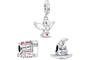 HAEPIAR Perle de charme en argent 925 avec bracelet et colliers pour femmes, chapeau Birdie Train Pack de 3 signes avec 5A Zircon pour les perles pour femmes