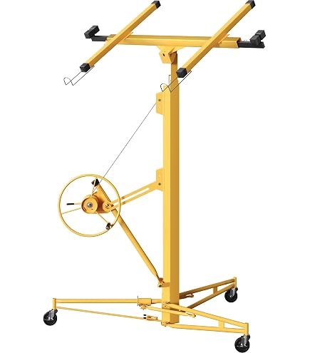 Monucep XXL Plattenheber 68 kg, Trockenbau Montagehilfe für 1‑Mann‑Bedienung, Höhe 132–335 cm, Plattenauflage bis 295 cm breit, Decken- und Wandmontage von Rigips- und Holzpaneelen, rot