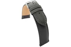 diloy Cinturino in pelle per orologio classico – Pelle bovina liscia cucita, bombata, fibbia in acciaio – Misure 8mm, 10mm, 12mm, 14mm, 16mm, 18mm, 19mm, 20mm, 22mm, 24mm 302