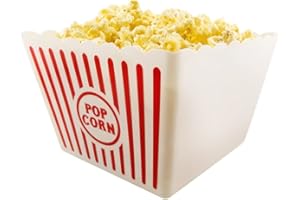 Novelty Place] Contenants de Pop-Corn Classique en Plastique à Rayures Rouges et Blanches pour soirée cinéma - 9.25 "Carré x 5.9" Prof