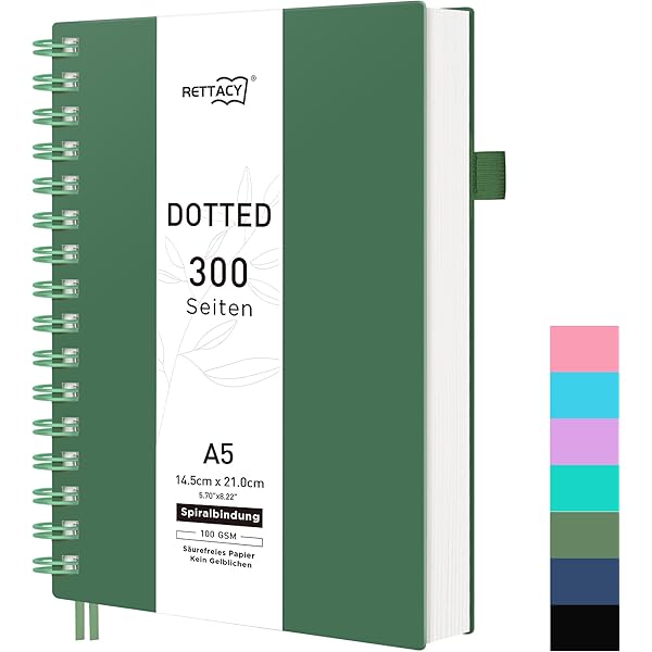 EMSHOI A4 Spiraal Notitieboek College gelijnd Gelinieerd Journal, 11,2 X 8,25, 300 pagina's/150 vellen, 100 g/m² dik papier, waterdichte softcover