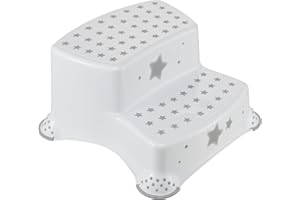 keeeper Taburete de dos escalones Estrellas, De aprox. 3 a aprox. 14 años, Función antideslizante, 40x37x21 cm, Igor, Blanco