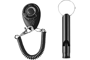 DogCatz Dog Puppy Clicker & Whistle Trainer - Teardrop Kit, Training in Obedience, Wrist Strap, For Puppies Cats Dogs, Recall Tips, Stop Barking (Black)