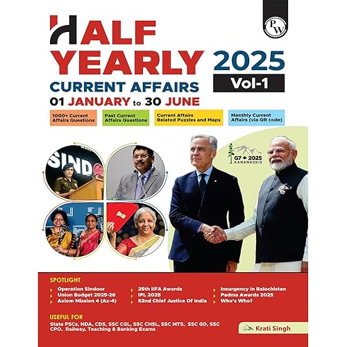 PW Half Yearly Current Affairs Magazine Vol. 1 January to June 2025 By Krati Singh | For SSC, Banking, Teaching, Railway, Def