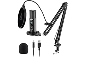 MAONO USB Microphone Gaming, Micro à Condensateur avec Sourdine, Gain, Surveillance sans Latence, pour Professionnel Studio, Podcast, Jeux, Streaming, Enregistrement（AU-PM422）