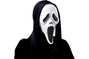 NTGFU Scream Maske, Scream Kostüm, Ghostface Maske, Horror Maske, Masken Halloween Erwachsene, Halloween Maske Horror, Scream Maske Blut, Ghostface für Halloween Party, Cosplay, Rollenspiele