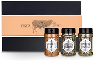‎ANKERKRAUT Ankerkraut Geschenk-Set Steaks grillen, mit Pfeffer Symphonie, Steakpfeffer Hamburg und Gewürzsalz, Gewürze mit Streufunktion, leckere Zutaten für BBQ am Grill, hochwertige Deluxe-Box mit Banderole