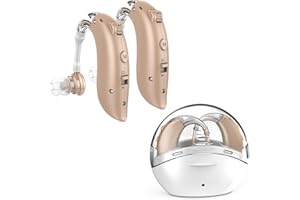 IAVENDO Amplificador de Sonido Recargable, Amplificador Auditivo Retroauricular Discreto con Estuche Portátil Carga Rápida, 2 Unidades con Manual en Español, Larga Duración 60 Horas