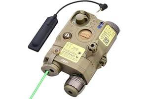 Zhongren Tactical PEQ-15 Upgrade Version Battery Case Box Red/Green/Blue + LED White Flashlight for Airsoft Paintball Hunting AEG GBB CQB (Tan,Green)