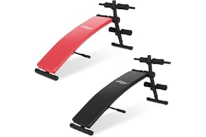 Physionics® Banc à Abdominaux - Pliable, Réglable en Hauteur à 5 Positions (60-72 cm), Noir ou Rouge - Banc de Musculation pour Sit Up, AB, Appareil de Fitness, Gym, Sport, Entraînement