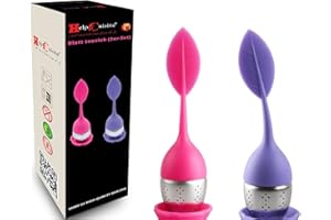HelpCuisine® Infuser/infuseur de thé/Filtre diffusseur/passoire a thé, infuseur réalisé en Silicone à 100% Alimentaire sans BPA (Pourpre et Rouge)