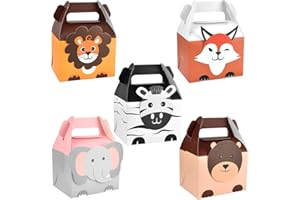 skytowards 25 PCS Cajas Regalos Fiestas de Animales 5 Estilos caja para Chuches Bolsas para Niños Aula Cumpleaños Boda (11.4 * 8.6 * 15cm)