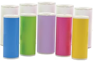 ‎LEXIBOOK Lexibook, Starcam Print Zestaw Uzupełniający do Aparatu Błyskawicznego DJ150, 10 Rolek Naklejek (5 Białych, 5 Kolorowych: Zielony, Niebieski, Fioletowy, Różowy, Żółty), DJ150A