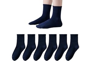 Marchare Kids Seamless Socks Boys Girls Cotton Athletic Socks School Ankle Socks with Retro Stripes 6 Pack
