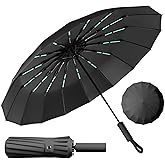 LENDOO Compact Umbrella Glegable 16 Ribs Anti-Storm, Large Folding Umbrella with Automatic Opening, Windproof, Anti-UV