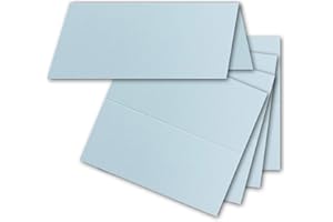 FarbenFroh by GUSTAV NEUSER 50x Tischkarten in Hellblau (Blau) - 4,5 x 10 cm - blanko - Doppel-Karten - als Platzkarten und Namenskarten für Hochzeit und Feste