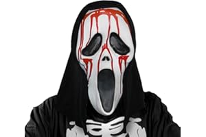 Amebleak Masques Scream Halloween, Masque Ghostface Scream, Masque de Cri, Halloween Horror Party Latex Ghost Mask, Film Horror Killer Masques pour Halloween Carnaval Cosplay, bal Masqué, Fête