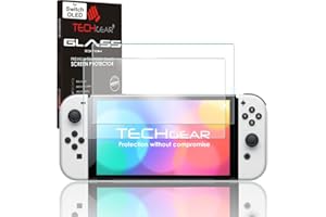 TECHGEAR Przełącznik OLED 17.8 cm Anti-Glare GLASS Edition, matowy ochraniacz ekranu ze szkła hartowanego [2,5D] [twardość 9H] [odporny na zarysowania] [bez pęcherzyków powietrza] kompatybilny z
