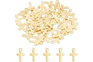UNICRAFTALE 304 pequeños Dijes de Cruz de Acero Inoxidable Colgante Chapado En Oro Mini Cuentas de Dijes de Cruz de Metal Accesorios para Manualidades DIY para Hacer Joyas