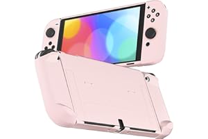 RHOTALL Schutzhülle Kompatibel Mit Nintendo Switch OLED, Dockable Shell für Konsole und Joycon Controller, Süßes Zubehör Mit Komfortablem Griff-Design - Rosa