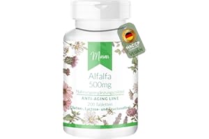 ‎MIOSAN Alfalfa 500mg - ANTI-AGING LINE - 200 Tabletten - Medicago sativa L. - Hochdosiert - 100% Vegan – Herstellung & Laborprüfung in Deutschland | MIOSAN® CLUB - Exklusives Wohlbefinden