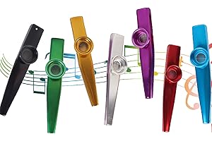 WSNDM 7 Pack Metal Kazoo Musical Instruments, With Lanyard, 7 Colors Kazoo, For Kids Music Lover, A Good Companion For Guitar, Ukulele, Violin, Piano Keyboard