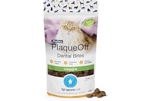 ProDen PlaqueOff Bocconcini dentali al gusto di verdure da 60 g per gatti: aiutano a rimuovere il tartaro, combattono l'alito cattivo e le malattie gengivali e favoriscono l'igiene orale