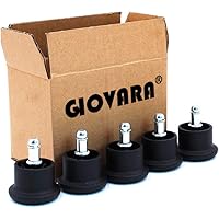 GIOVARA Pack of 5 Glide Castors for Office Chair Wheel Replacement, 11mm x 22mm Stem, 50mm Diameter (Black)