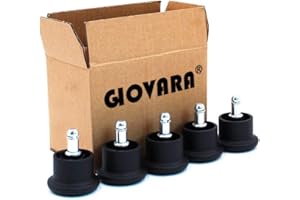 GIOVARA - Set di 5 rotelle di ricambio per sedia da ufficio, 11 x 22 mm, diametro 50 mm (nero)