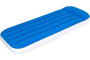 ‎AVENLI AVENLI Luftmatratze Luftbett Kinderbett blau für 1 Kind 157x66x23cm aufblasbare Matratze Gästebett weiche Liegefläche mit beflockter Oberfläche Reise-Bett für Camping & Zuhause