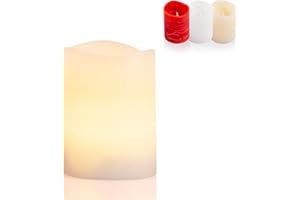 Flower Power Schlaraffenland LED Kerze PARVO | 7,5x10 cm | creme | Echtwachs | LED Kerzen mit Timerfunktion | flackernde Flamme | batteriebetrieben | Kerzen mit Timerfunktion | Kerzen mit Batterie |