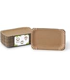 BIOZOYG 50 papieren borden, vierkant, bruin, 13 x 20 cm, duurzaam, robuust en recyclebaar, wegwerpborden voor verjaardagen, barbecuefeesten en