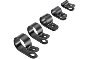 SmartHome 25 Black Nylon Plastic P Clips - 5mm Fasteners for Conduit, Cable, Tubing & Sleeving