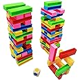 FunBlast 72 Pcs Plastic Dominoes Blocks - Stacking and Balancing Blocks Toys & Games for 3+ Years Kids with 1 Pc Dice (Multicolor)