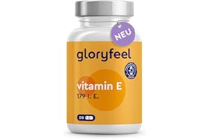‎GLORYFEEL Vitamin E Kapseln - Stabilster Premium Rohstoff (DL-alpha-Tocopherylacetat) - Bioaktives Vitamin E 179 IE - Hochwertige 210 Kapseln für 100 Tage Vollversorgung - Laborgeprüft