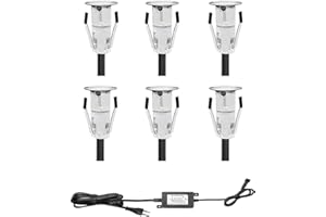 CHNXU Lot de 6 Lampe de Spot LED Mini Ø18mm Eclairage encastré Inox pour Terrasse Enterré Plafonnier, IP67 Etanche DC12V Lumière Extérieure pour Chemin Escalier Paysage Etape (Bleu)
