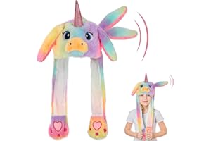 Hifot Animaux Bonnet Oreilles Qui Bougent, Peluche Drôles Bonnet Oreille Qui Bouge, Chapeau Drole Mobiles Bouge pour Enfants et Adultes pour Halloween Noël Carnaval Fêtes d'Anniversaire Cadeau