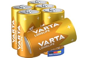 VARTA Batterien C Baby, 6 Stück, Longlife, Alkaline, 1,5V, ideal für Fernbedienungen, Wecker, Radios, Made in Germany