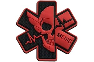 OHRONG Medico Toppa in gomma 3D PVC emblema tattico ACU EMS EMT MED paramedico primo soccorso morale teschio militare gancio di fissaggio distintivo per borsa zaino kit di primo soccorso sacchetto bianco-blu