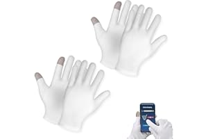 YOLZHXE 2 Paia Guanti Idratanti Touch Screen, Guanti in Cotone Bianco, Moisturising Gloves, Touchscreen a due Dita in Cotone Comodi Traspiranti, per Idratare le Mani Danneggiate e Screpolate
