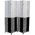 Karnak 4-Panel Room Dividers and Folding Privacy Screens Partition Walls for Bedroom Rattan Screen Divider Portable Freestanding Privacy Wall (White & Black)