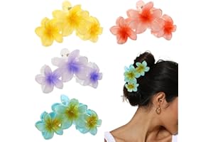 ZSPERKLA 4 Stück Blumen Haarklammer, Niedliche Acryl Haarklammern für Damen, Rutschfeste Große Haarspangen für Dickes Dünnes Haar, modisches Haar-Zubehör für Mädchen